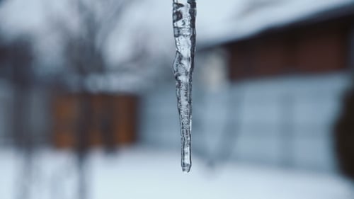 Transparent Icicle on Roof Corner