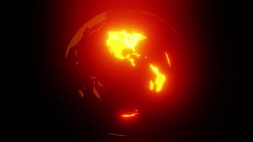 Orangefarbene Sonnen-/Erdrotation für Nachrichtenhintergrund, Loop, 4K