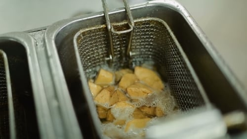 Close Up Food Cooking in Deep Fryer