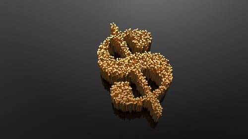 Gold Particle Dollar Sign Reveal 3D Animation