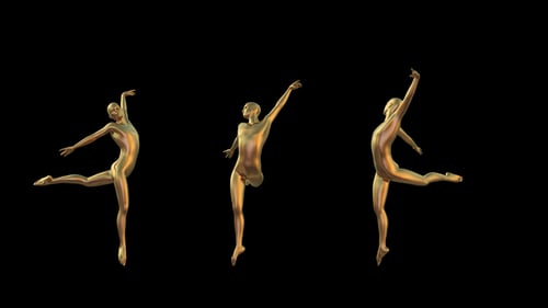 Graceful Golden 3D Dancer in Ballet Pose Loop