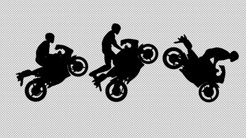 Dynamic Motorcycle Stunt Silhouette Animation