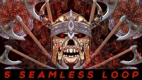 Viking Skull and Axe Ornate Animated Background