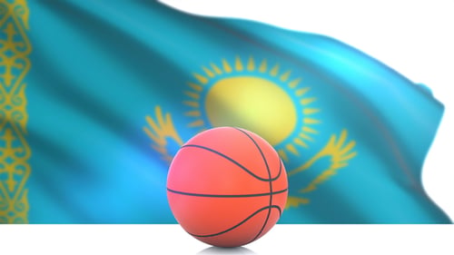 Baloncesto con bandera de Kazajstán