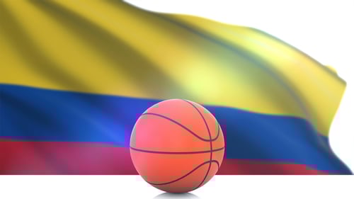 Waving Colombian Flag and Basketball Sports Animation