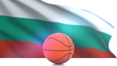 Animated 3D Basketball in Front of Waving Flag