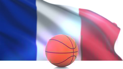 Rotating Basketball with Waving French Flag