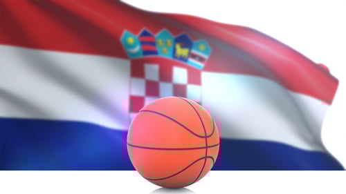Basketball and Waving Flag of Croatia 3D Animation
