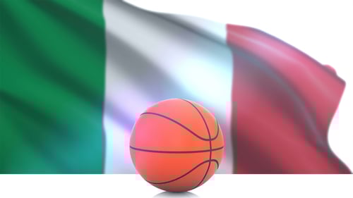 Waving Italian Flag and Basketball Sports Animation