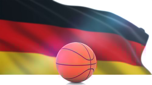 3D Spinning Basketball with Waving German Flag