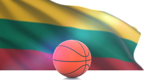 Basketball with Lithuania Flag