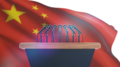 Speech Podium with China Flag
