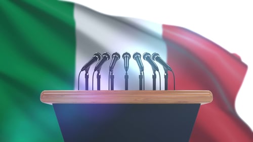 Speech Podium with Italy Flag