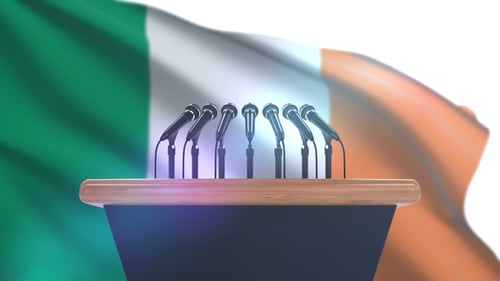 Speech Podium with Ireland Flag