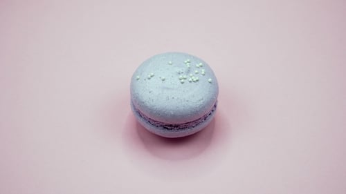 Close Up of a Macaron on Pink Background