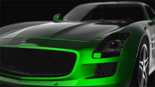 Futuristic Green Car with Dynamic Glowing Line Animation