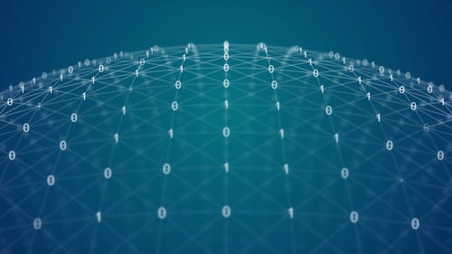 Futuristic Grid Sphere with Binary Numbers