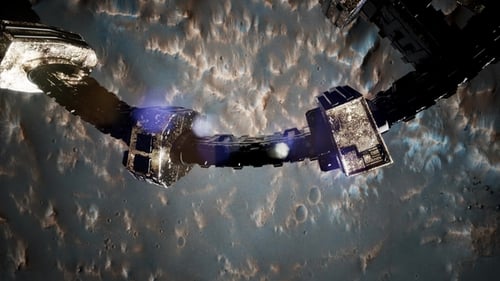 Vaisseau spatial Surveyor au-dessus de Mars