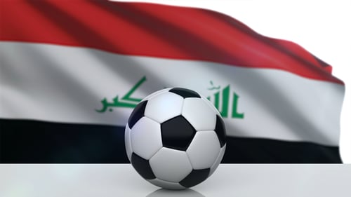 Waving Iraqi Flag with Realistic Soccer Ball Animation