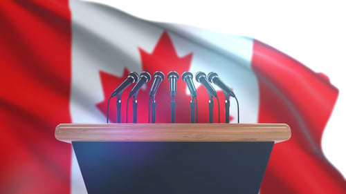 Speech Podium with Canada Flag