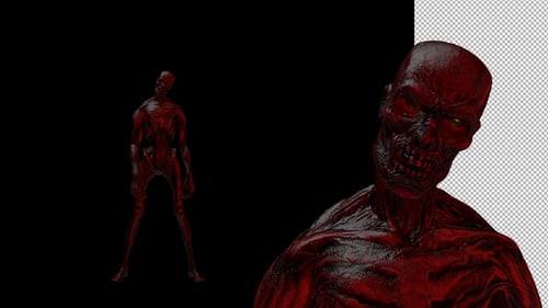 Creepy Red Zombie Monster 3D Character Zoom Animation
