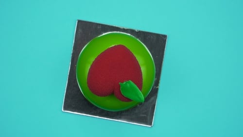 Heart Shaped Cake with Green Glossy Frosting