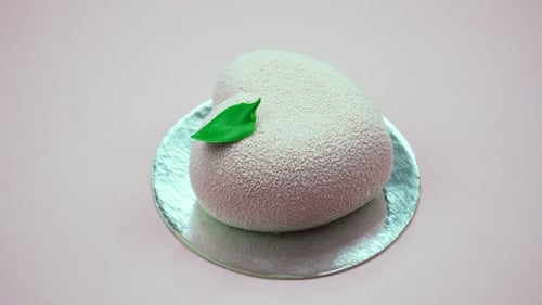 Heart Shaped Cake with Leaf Topping Rotating