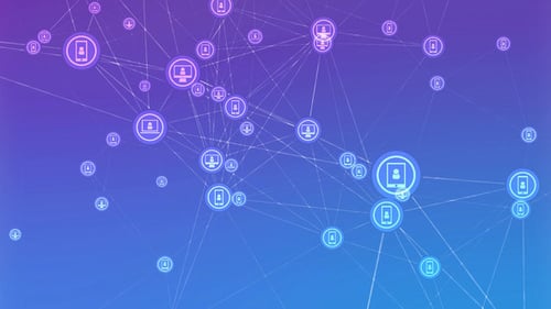 Digital Network Connection Loop with User and Device Icons