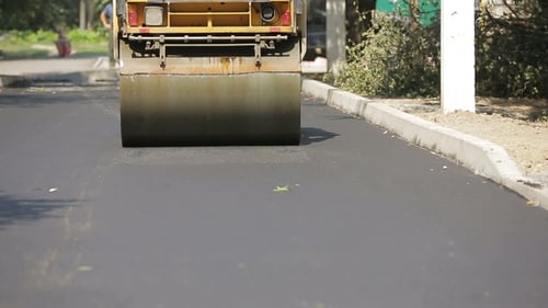 Road Roller On The Road Construction