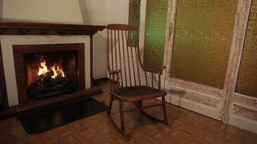 Vintage Rocking Chair by Fireplace