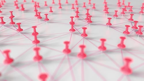 Animated Pink Pushpin Network Connection Background