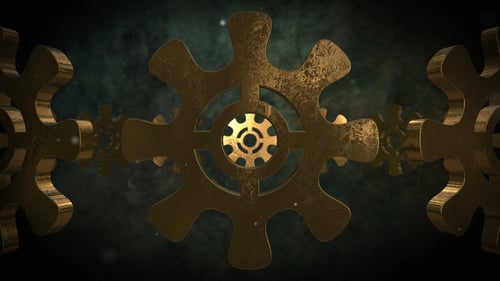 Golden Gears Rotating Seamlessly Mechanical Looping Background