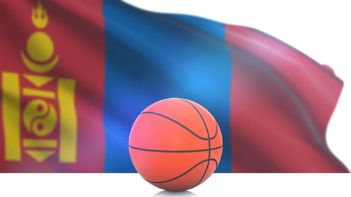 Basketball with Mongolia Flag
