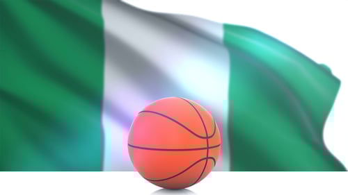 Nigerian Flag Waving Behind Basketball for Sports Content