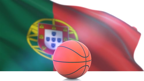 Basketball with Portugal Flag
