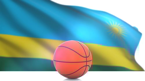 Waving Flag of Rwanda with Basketball for Sports Events