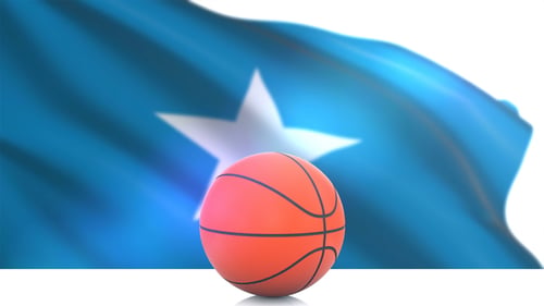 Animated Basketball with Waving Flag Background