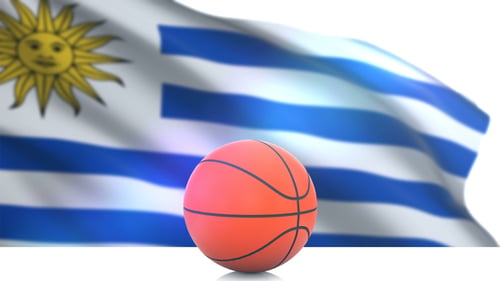 Basketball with Uruguay Flag