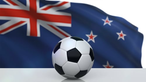 New Zealand Flag Waving with 3D Soccer Ball Animation