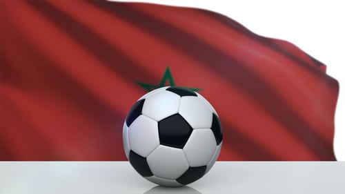 Ballon de foot avec drapeau du Maroc