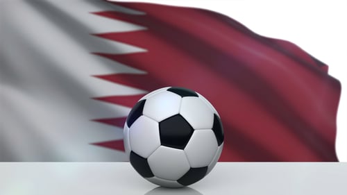 3D Soccer Ball and Waving Qatar Flag Animation