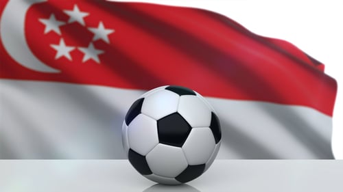 Soccer Ball with Singapore Flag