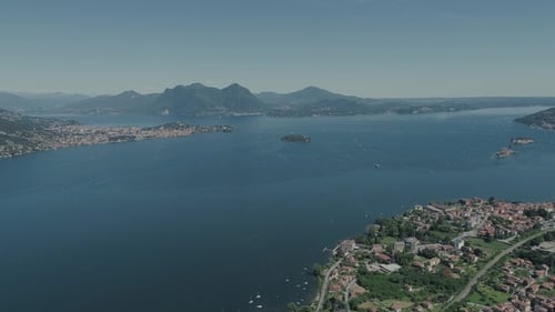Italian Riviera Houses Drone Flight Near the Mountains, Italy Lake, Drone Nature Flight Hootel
