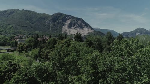 Italian Riviera Houses Drone Flight Near the Mountains, Italy Lake, Drone Nature Flight Hootel