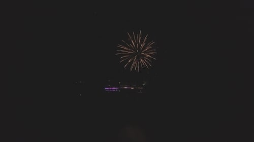 Fireworks Exploding over City at Night