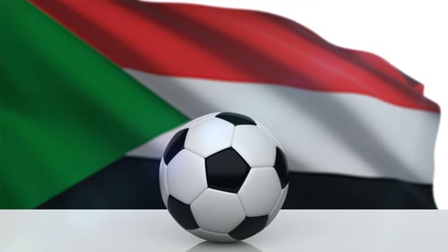 Ballon de foot avec drapeau du Soudan