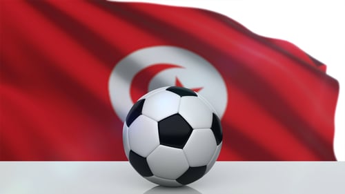 Tunisia Flag Waving with Spinning Soccer Ball