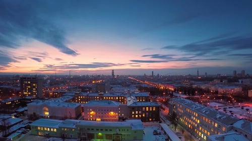 Evening City in Winter Evening City in Winter View From Roof Panoramic View on the Town and