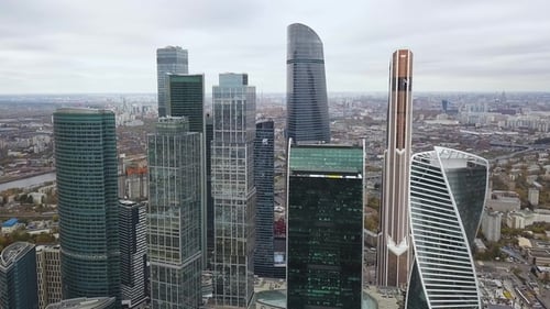 Moscow City - View of Skyscrapers Moscow International Business Center. High Rise Buildings of