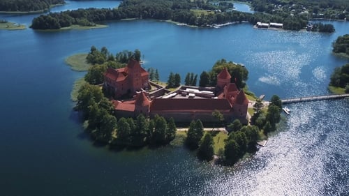 Lithuania. Trakai. Beautiful Castle on the Lakes. Trakai Castle in Summer Season.